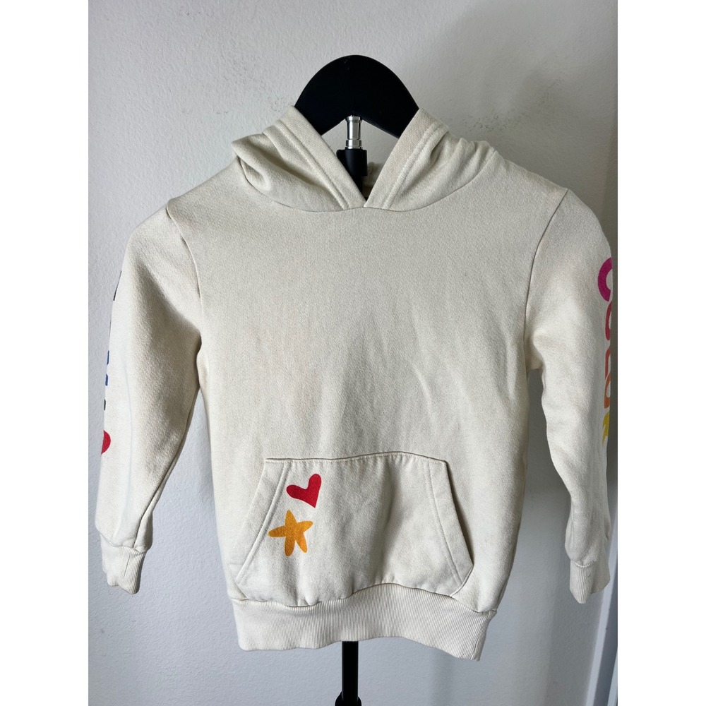 Rowdy Sprout Kids True Colors Hoodie Cream Rainbow Graphic Pullover 4/5 NEW